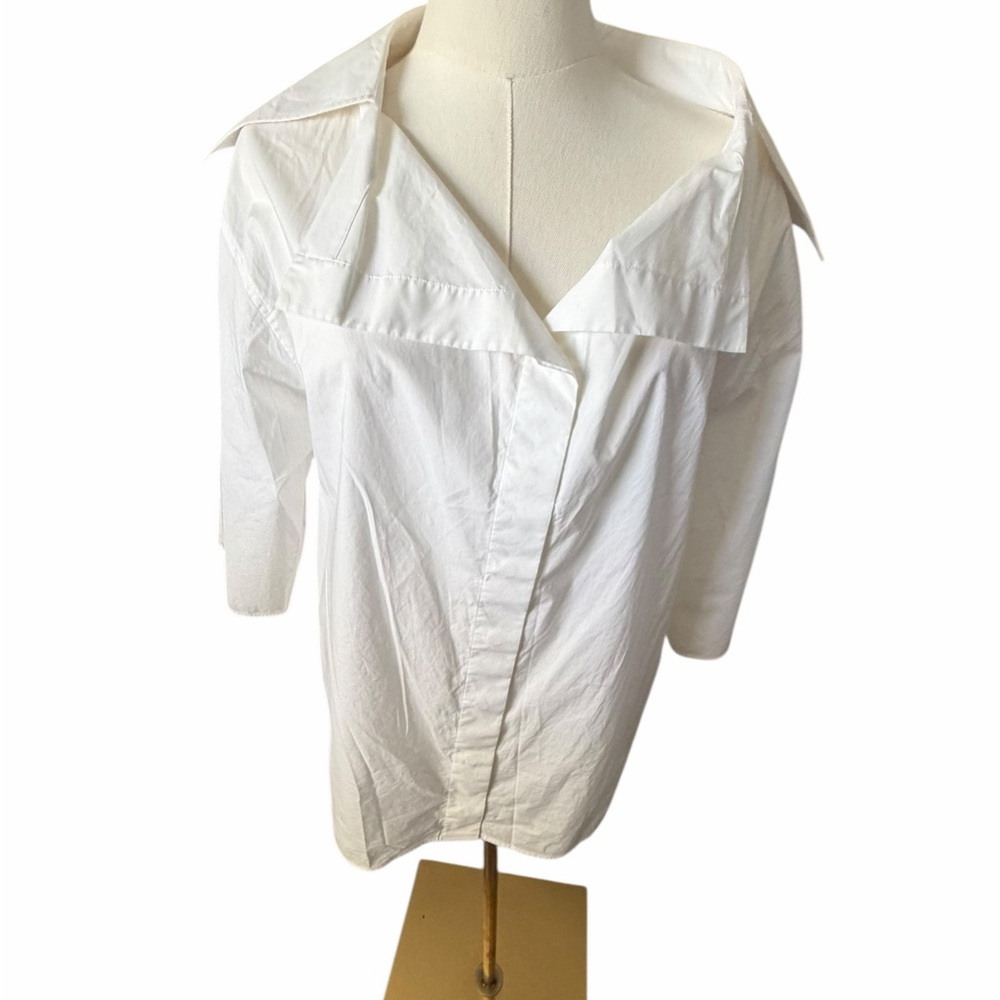 COS White Oversized Button-Down Wide Collared Shi… - image 2
